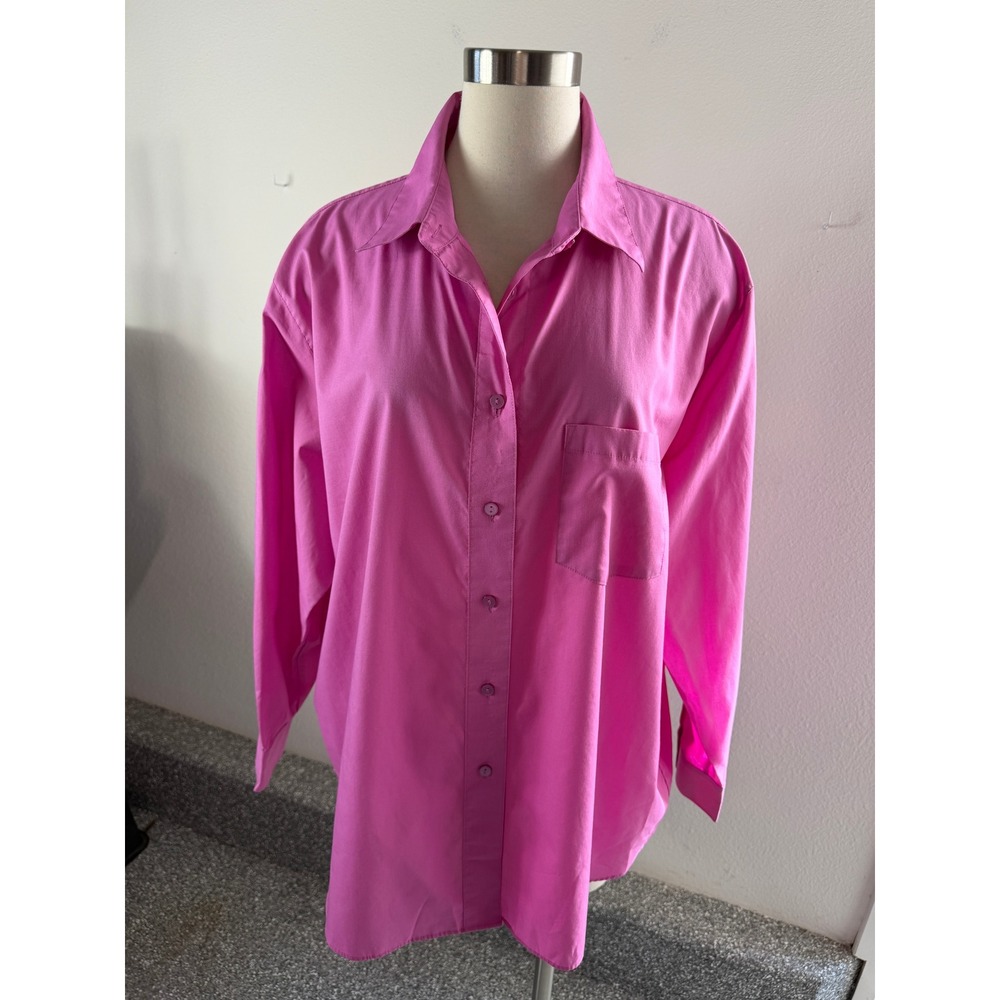 Foxcroft Womens Plus 20W Wrinkle Free Pink Button Up Shirt Blouse Long Sleeve